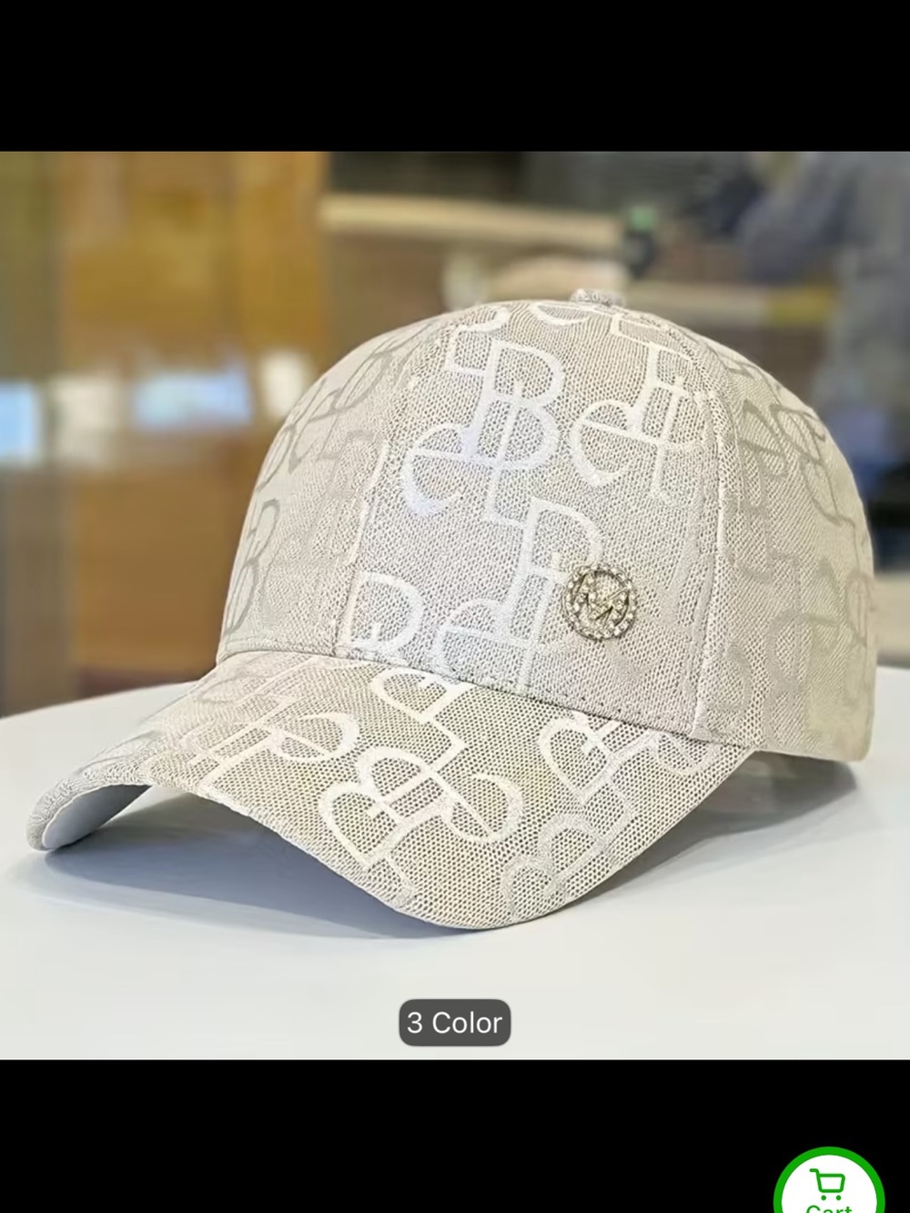 Designer Monogram Baseball Cap - Light Beige